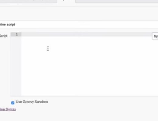 Software pipeline configuration screen, with options for defining a pipeline script