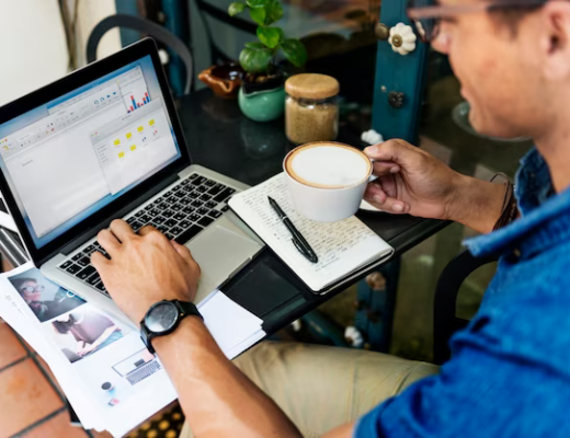 Man working in a cafe